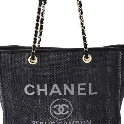 Chanel Woven Straw Raffia Small Deauville Tote Charcoal 8 of 13