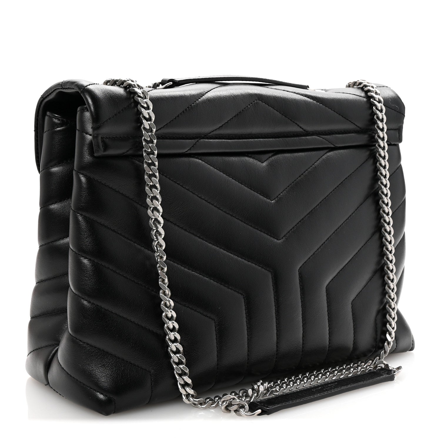 Saint Laurent Calfskin Y Quilted Monogram Medium Loulou Chain Satchel Black 3 of 9