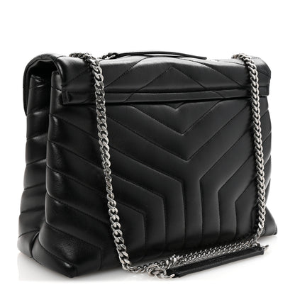 Saint Laurent Calfskin Y Quilted Monogram Medium Loulou Chain Satchel Black 3 of 9