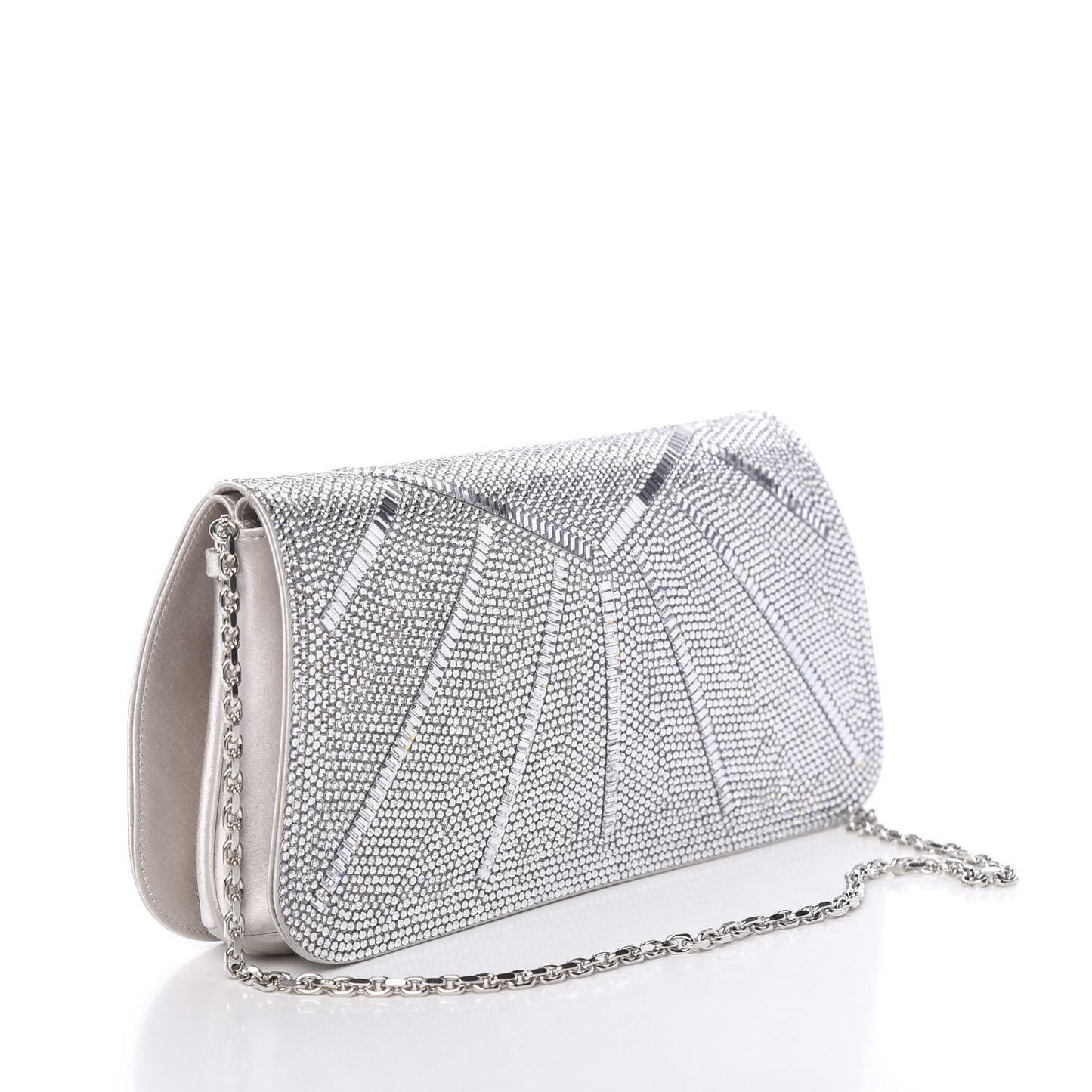 Swarovski Crystal Satin Minaudiere Clutch Silver