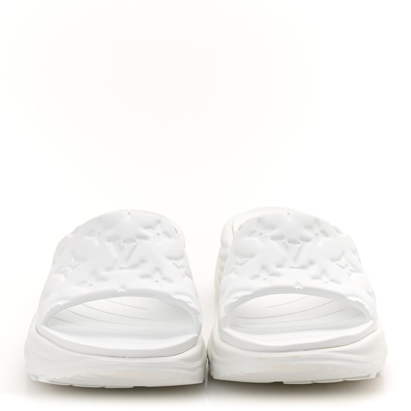 Rubber Embossed Monogram Pool 55 Flat Comfort Mule 39 White