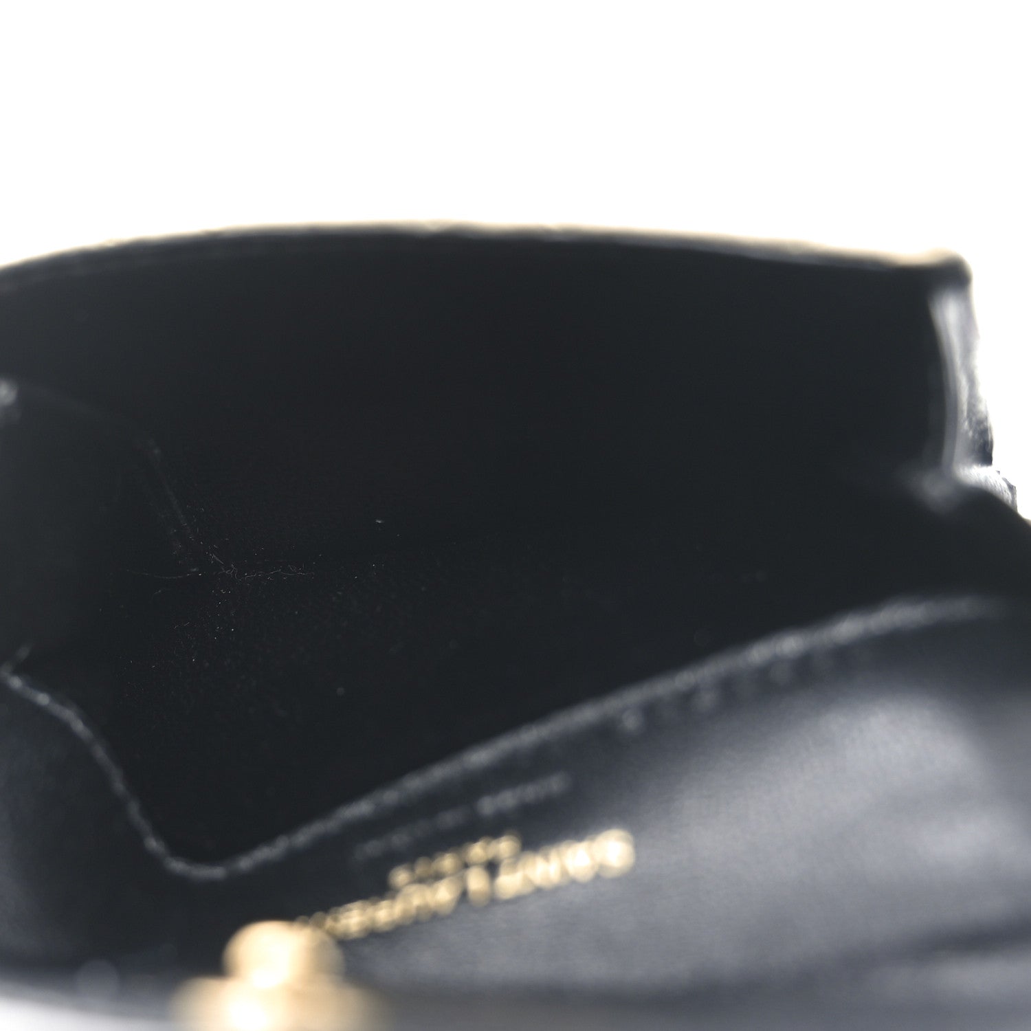 Saint Laurent Lambskin Quilted Monogram Gaby Small Envelope Card Case Black White 5 of 6