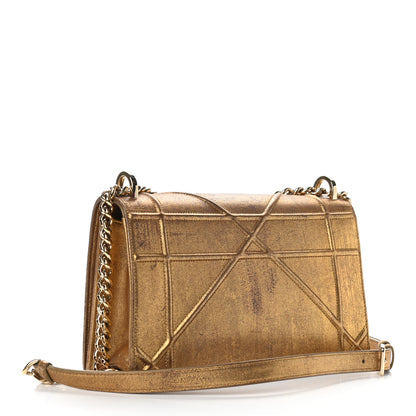 Christian Dior Metallic Brushed Calfskin Medium Diorama Flap Bag Gold 3 of 10