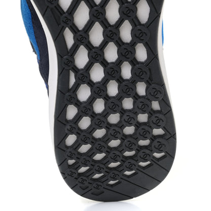 Chanel Suede Calfskin CC Sneakers 37 Blue Navy Dark Navy 10 of 12