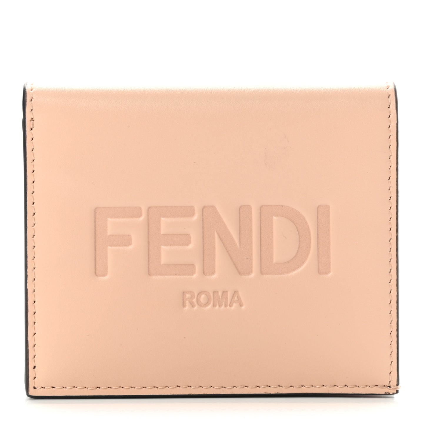 Vitello King Tamponato Logo Embossed Card Holder Wallet Light Rose