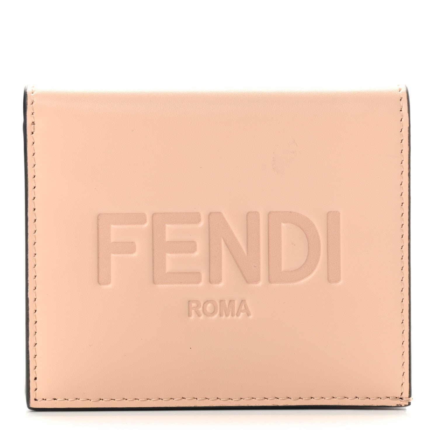 Fendi Vitello King Tamponato Logo Embossed Card Holder Wallet Light Rose 1 of 10