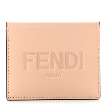 Fendi Vitello King Tamponato Logo Embossed Card Holder Wallet Light Rose 1 of 10