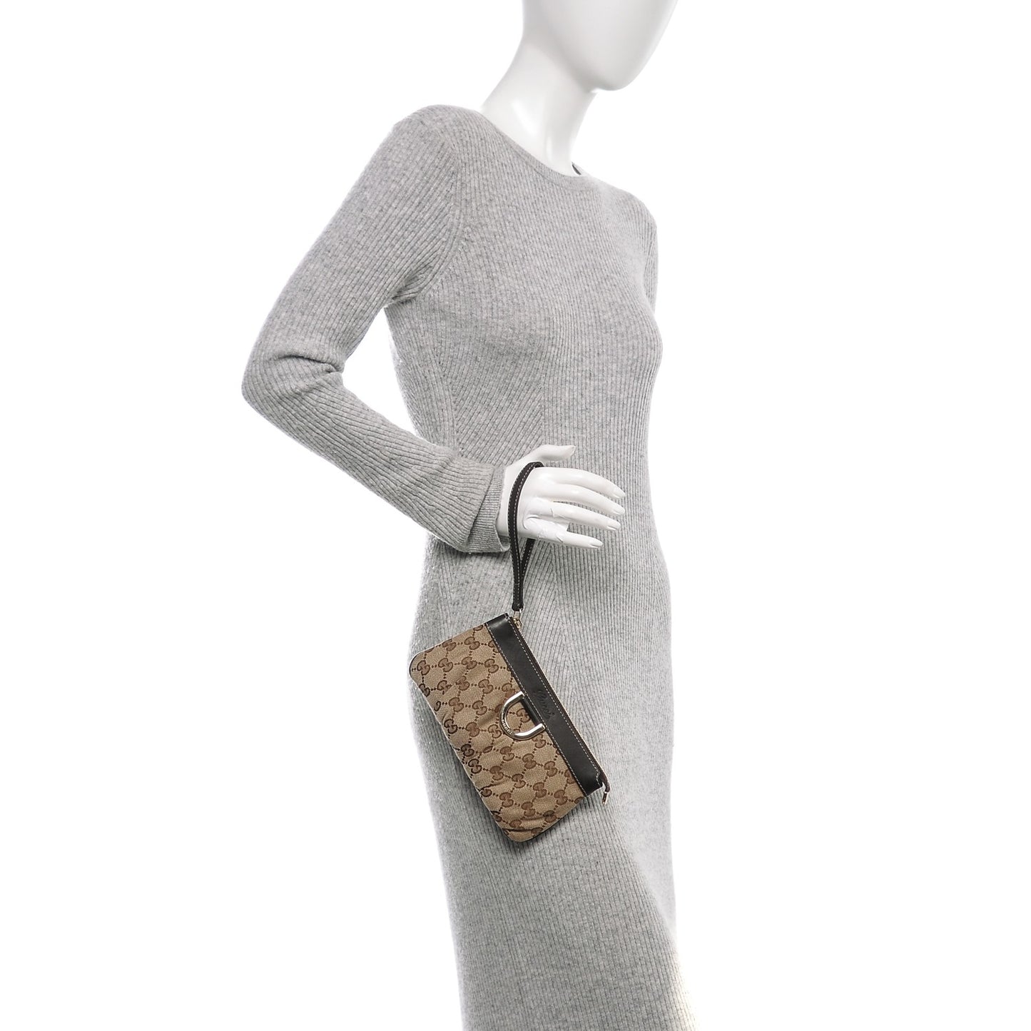 Monogram D Ring Wristlet Dark Brown
