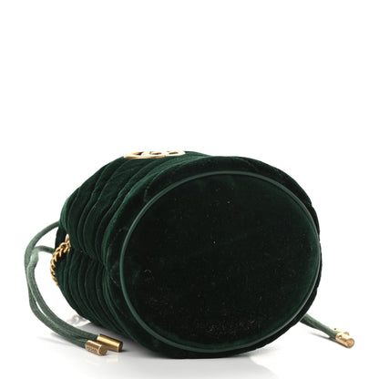 Gucci Velvet Matelasse Mini GG Marmont 2.0 Bucket Bag Dark Green 4 of 7