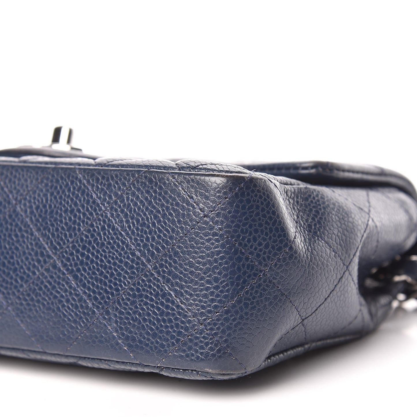 Caviar Quilted Mini Rectangular Flap Navy