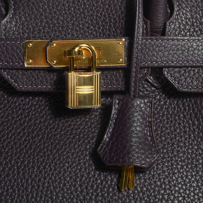 Hermes Taurillon Clemence Birkin 30 Raisin 13 of 22