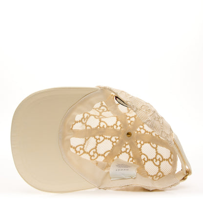 Gucci Mesh GG Monogram Shivali Baseball Hat XL Cream Ivory 7 of 8