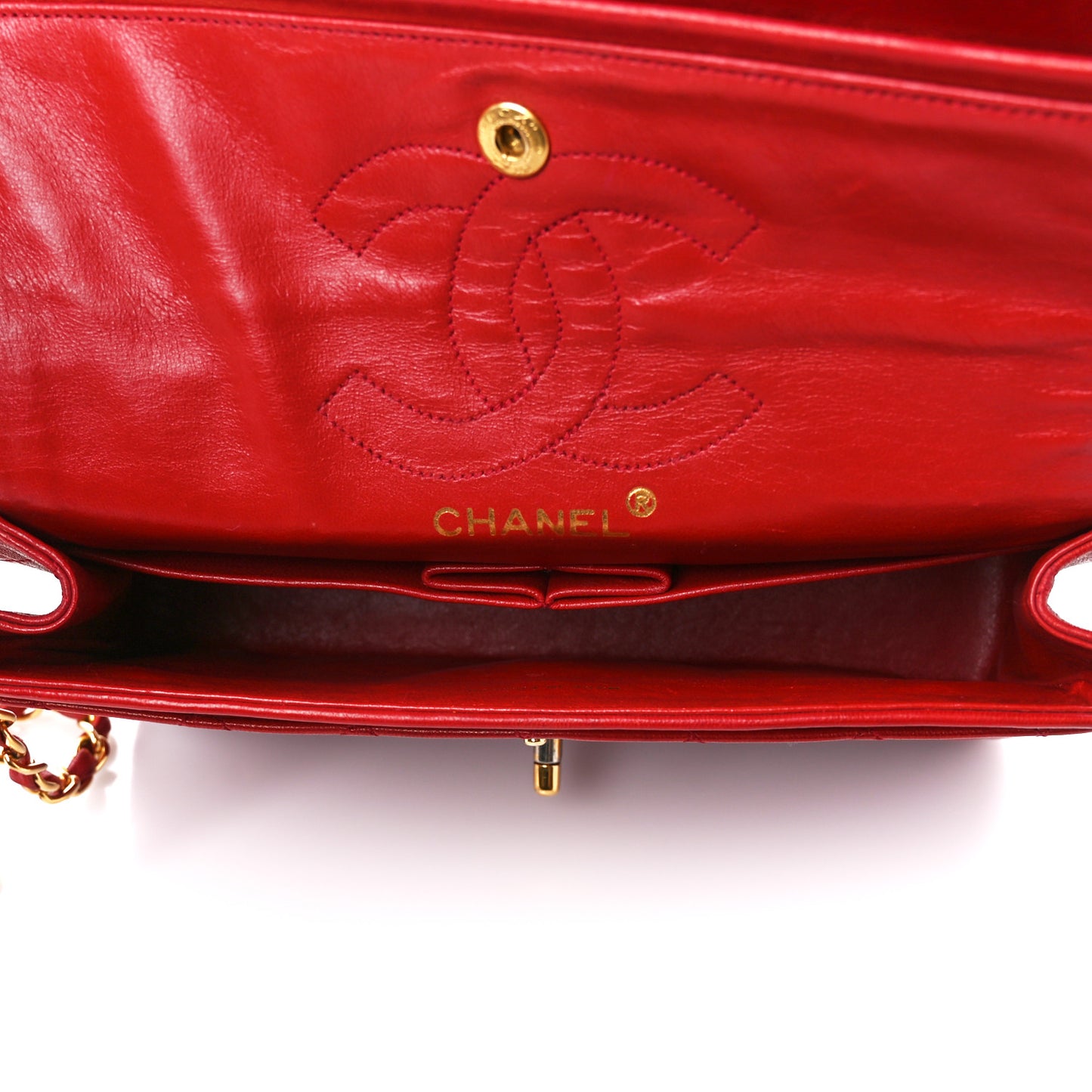 Lambskin Quilted Small Double Flap Red