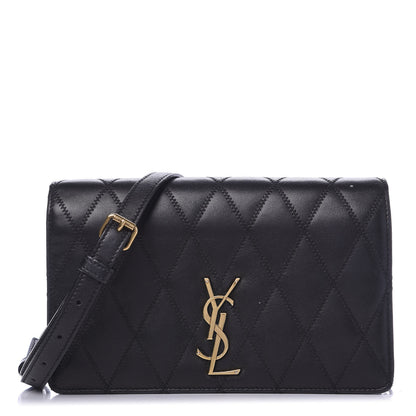 Saint Laurent Lambskin Diamond Quilted Monogram Angie Chain Bag Black 1 of 15