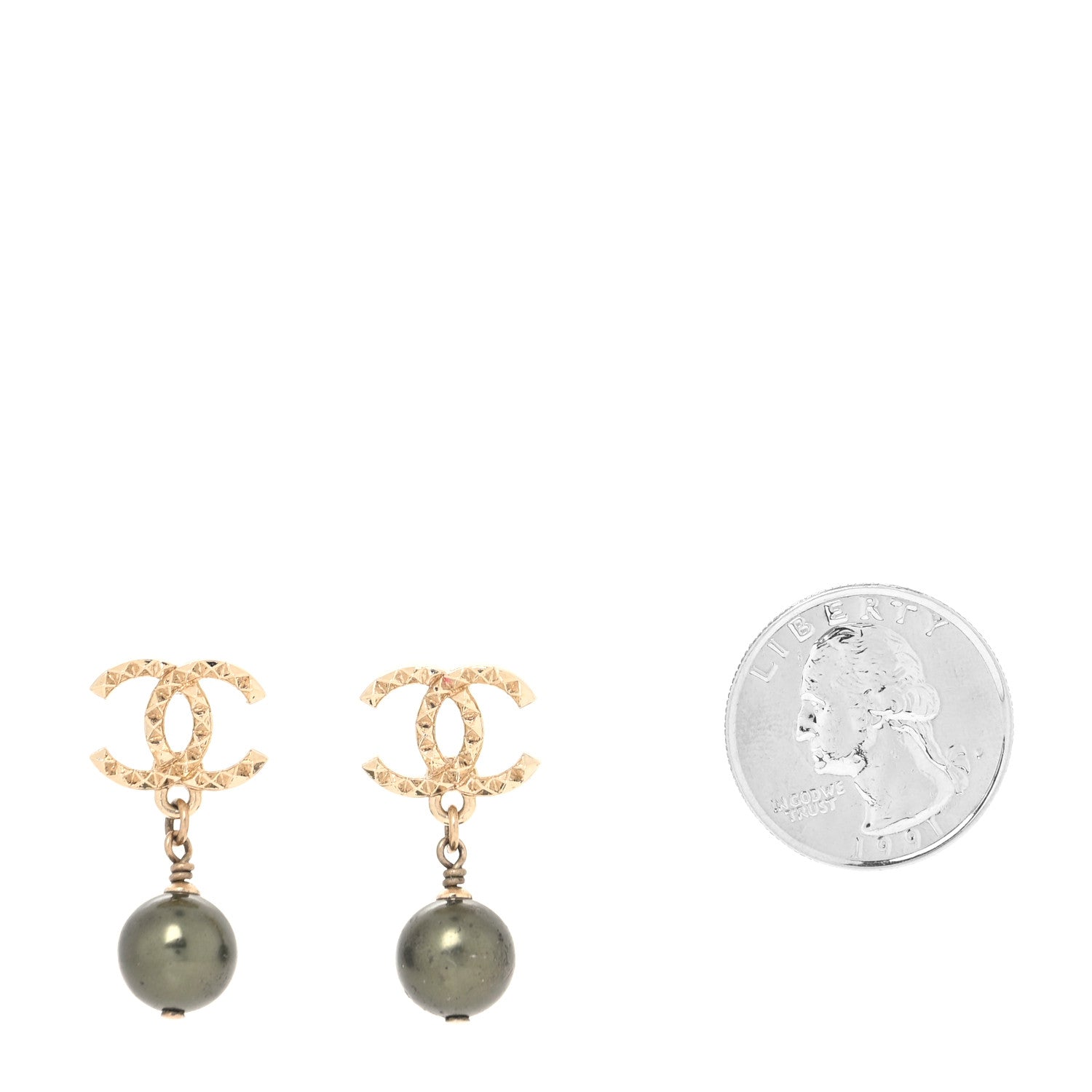 Chanel Bead CC Drop Earrings Gold 2 of 4