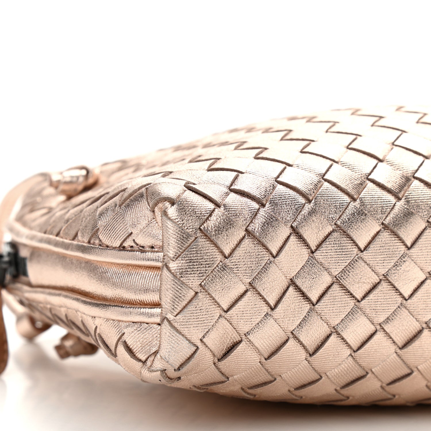 Bottega Veneta Metallic Grosgrain Intrecciato Nodini Crossbody Messenger Copper 8 of 9