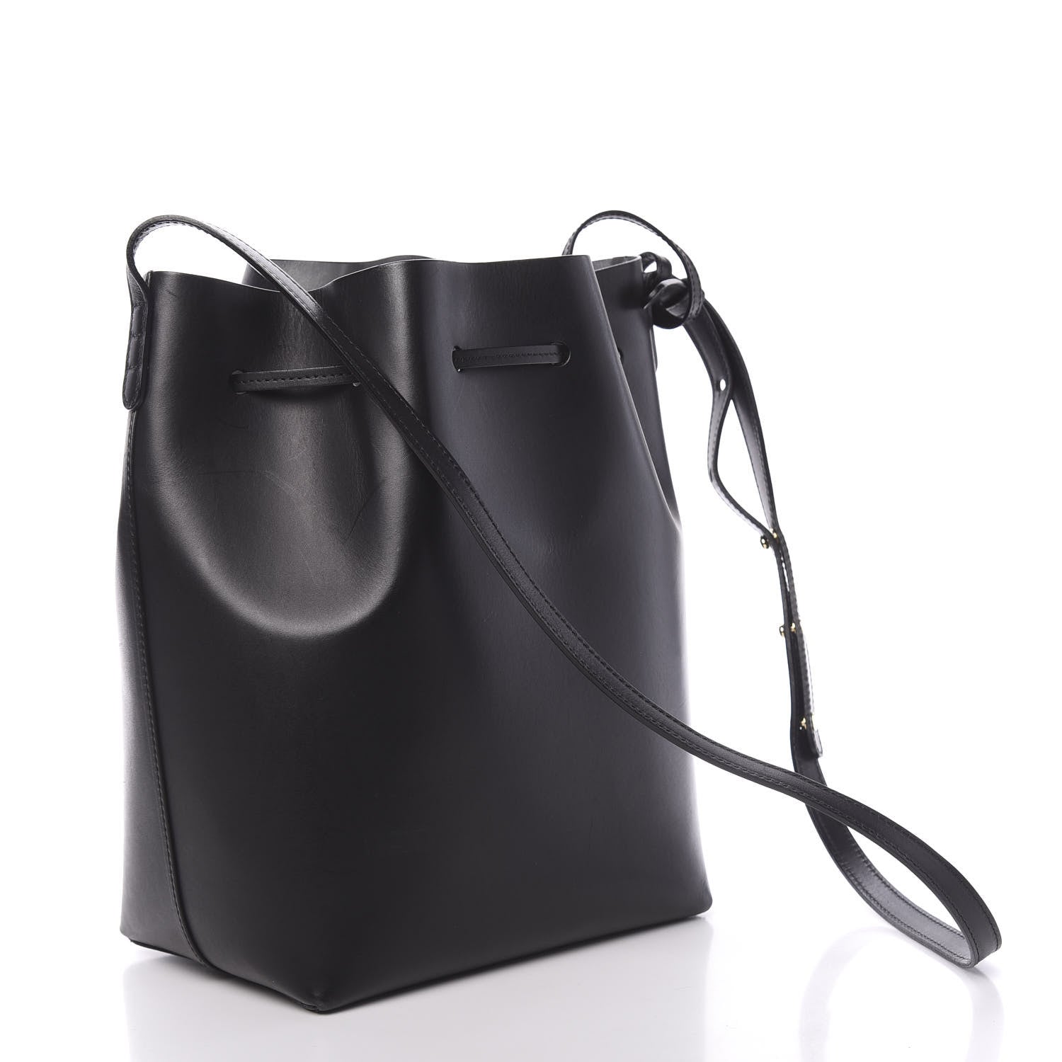 Mansur Gavriel Vegetable Tanned Calfskin Bucket Bag Black Argento 3 of 14