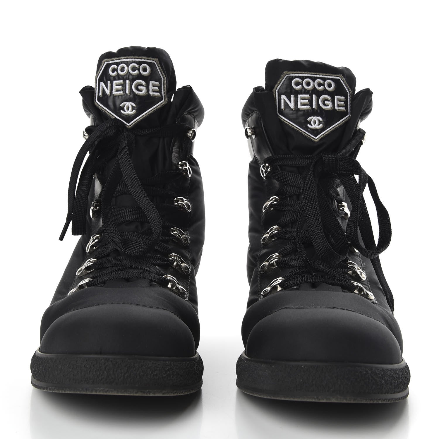 Chanel Nylon Calfskin Womens Coco Neige Short Boots 40 Black 2 of 11