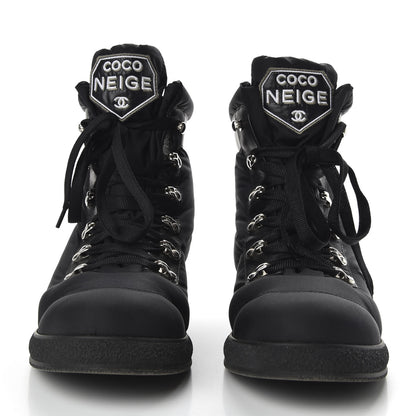 Chanel Nylon Calfskin Womens Coco Neige Short Boots 40 Black 2 of 11