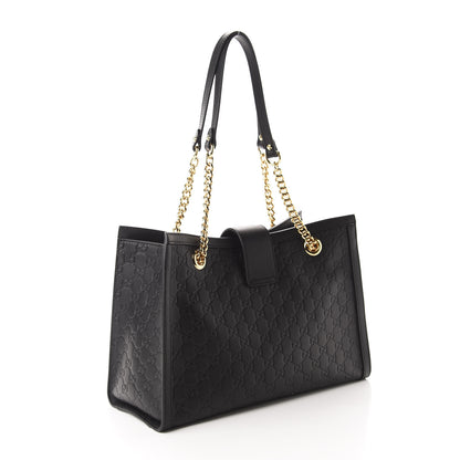 Gucci Guccissima Medium Padlock Tote Black 3 of 10