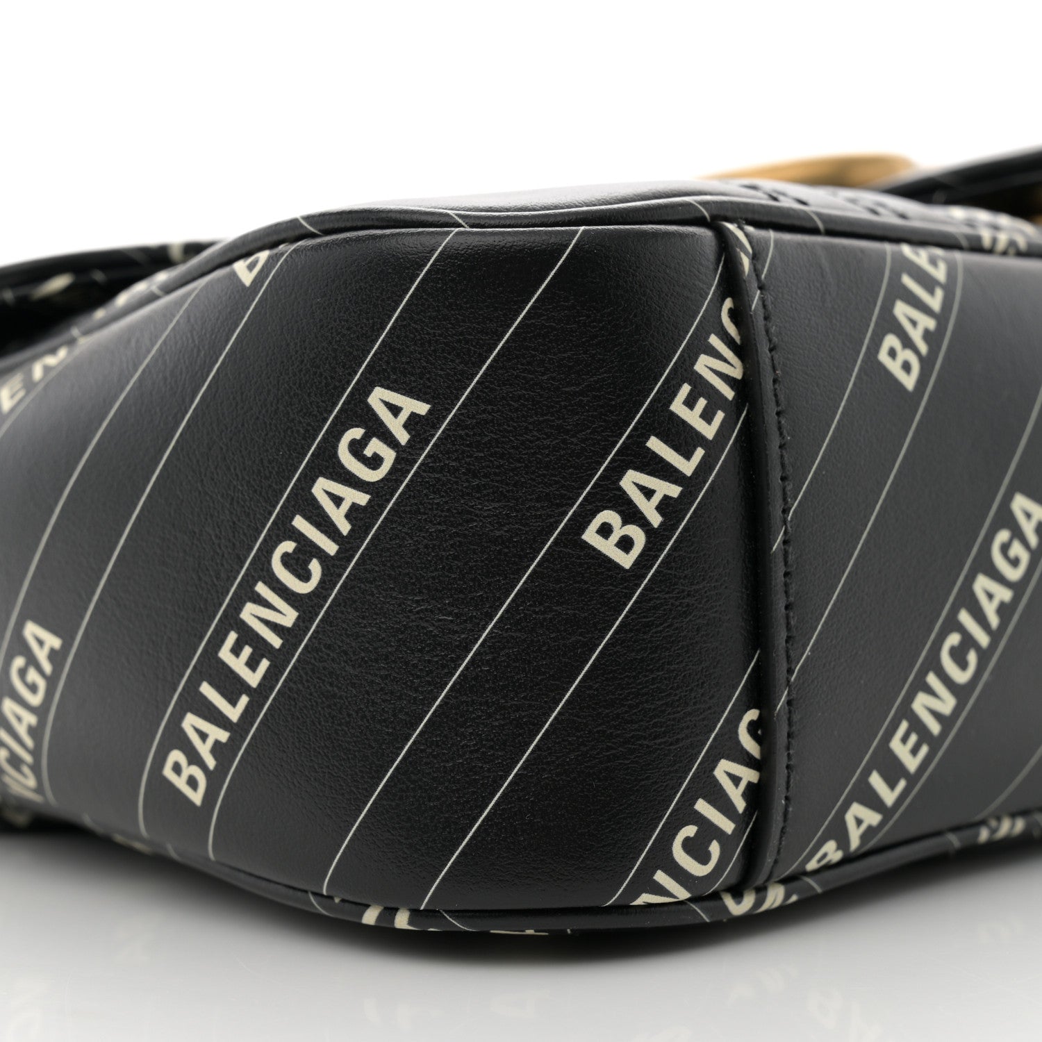 Gucci X BALENCIAGA Calfskin Matelasse Logo Print Small GG Marmont Shoulder Bag Black 9 of 10