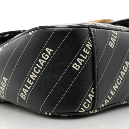 Gucci X BALENCIAGA Calfskin Matelasse Logo Print Small GG Marmont Shoulder Bag Black 9 of 10