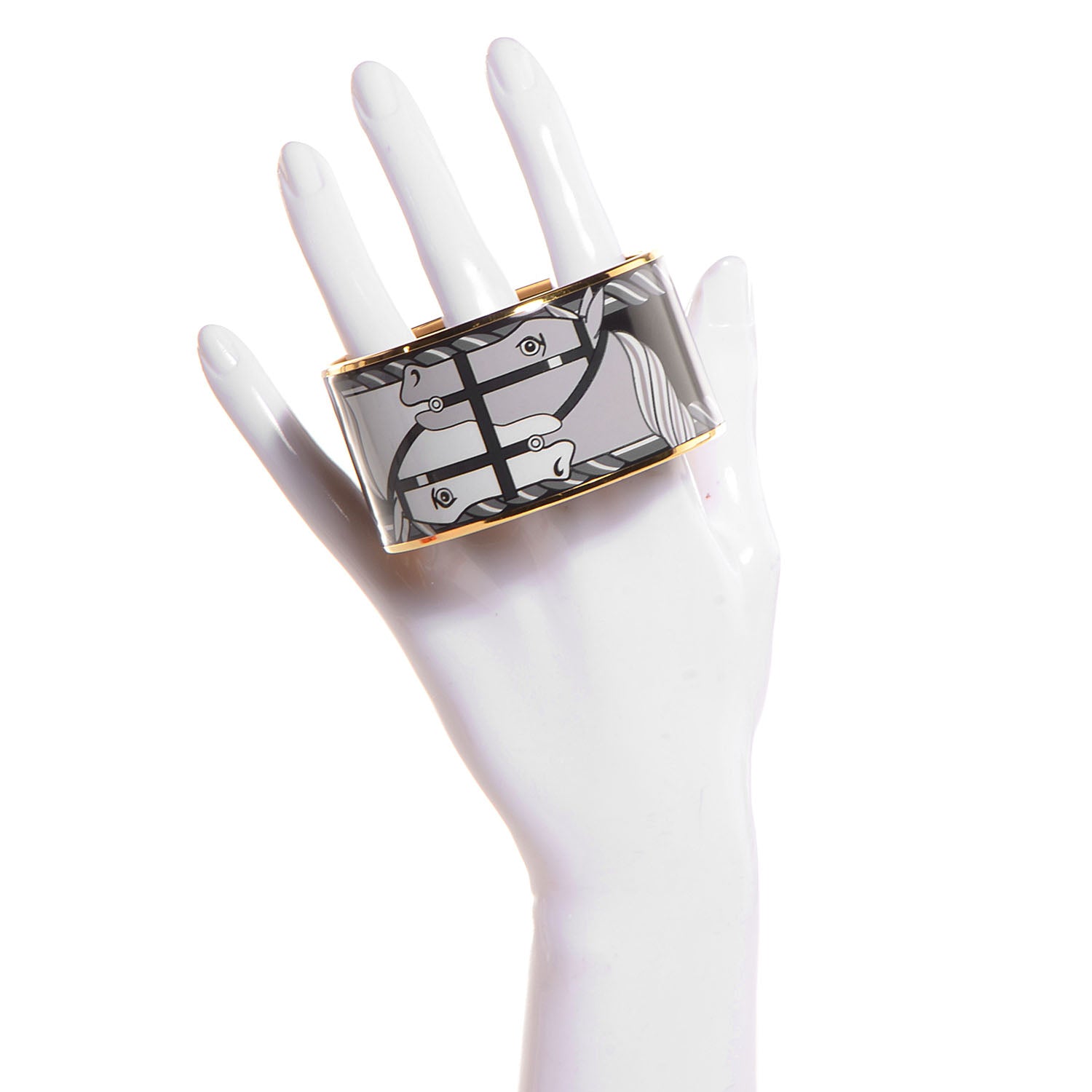 Hermes Enamel Printed Quadrige Extra Wide Bracelet 65 2 of 5