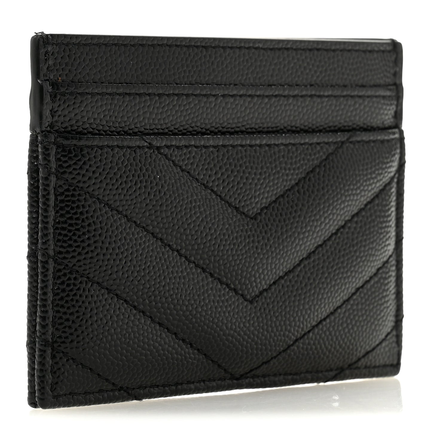 Grain De Poudre Matelasse Chevron Monogram Credit Card Case Black