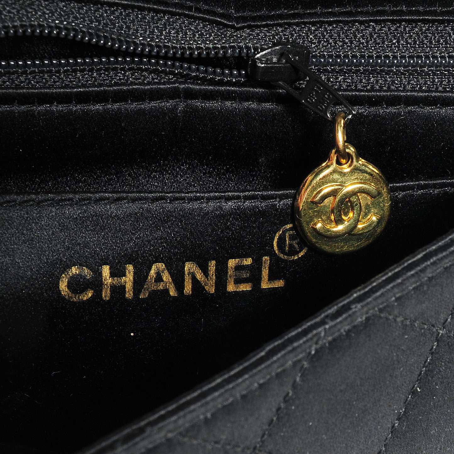 Quilted Satin Evening Flap Black