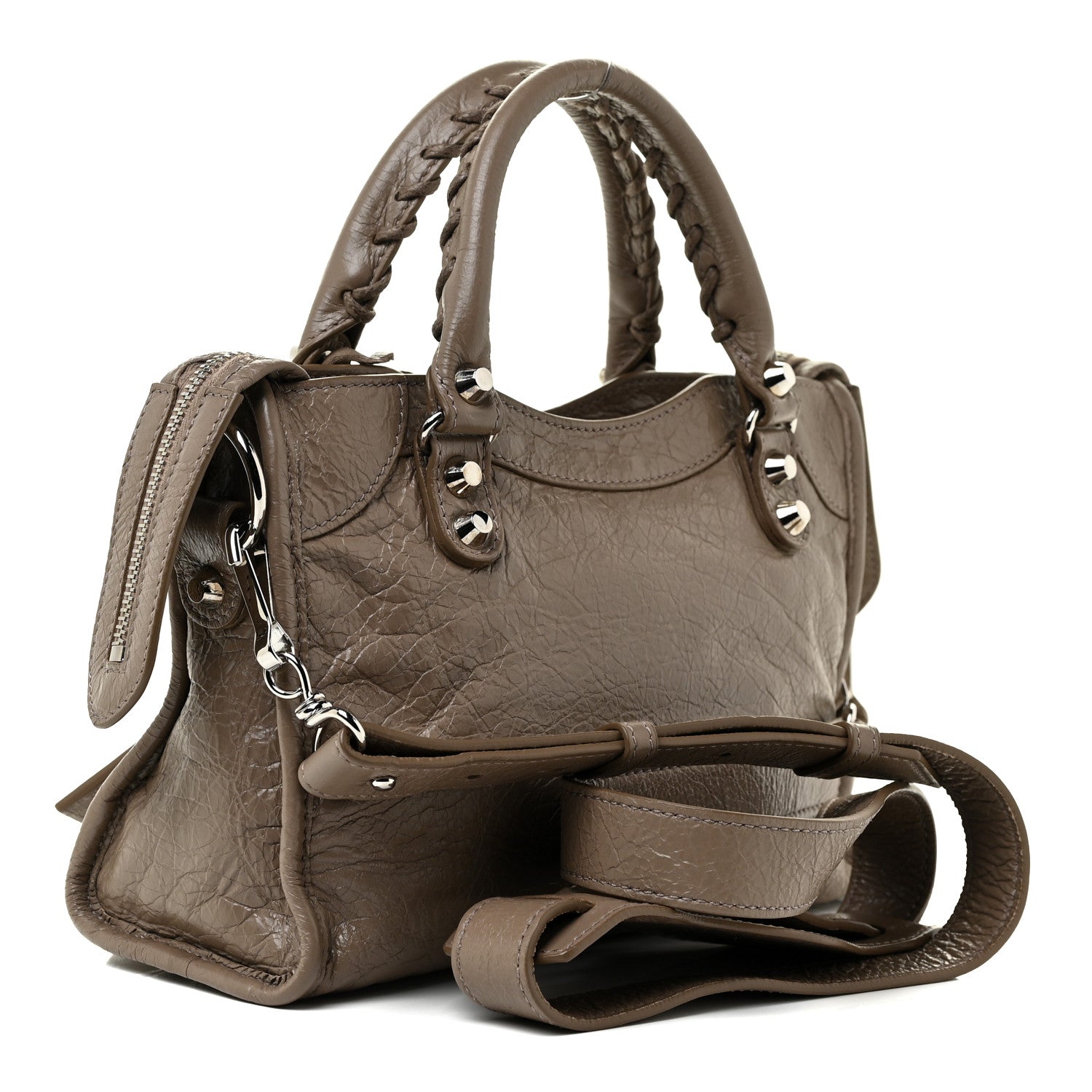 Balenciaga Agneau Classic Silver Hardware Mini City Dark Mink Grey 3 of 12