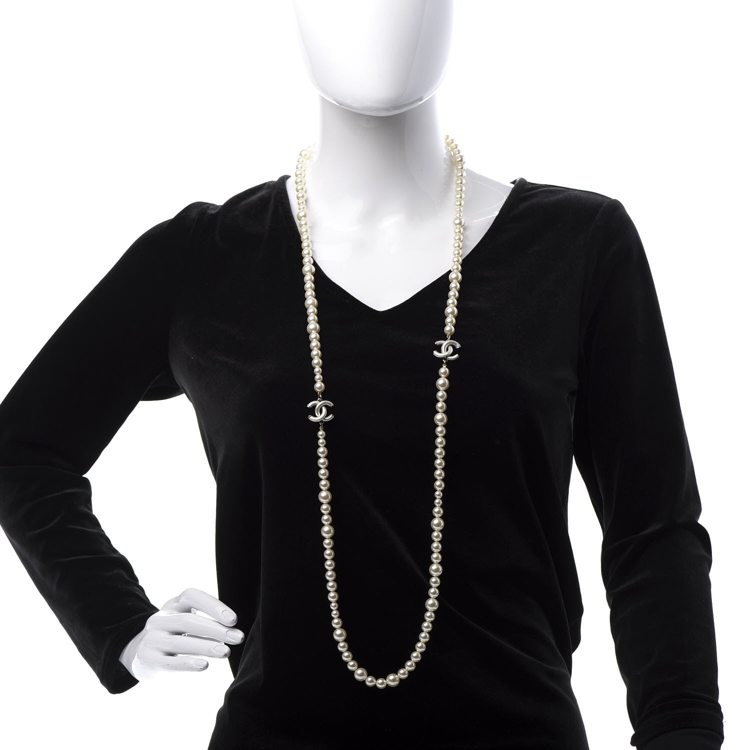 Chanel Pearl CC Long Necklace Gold 2 of 6