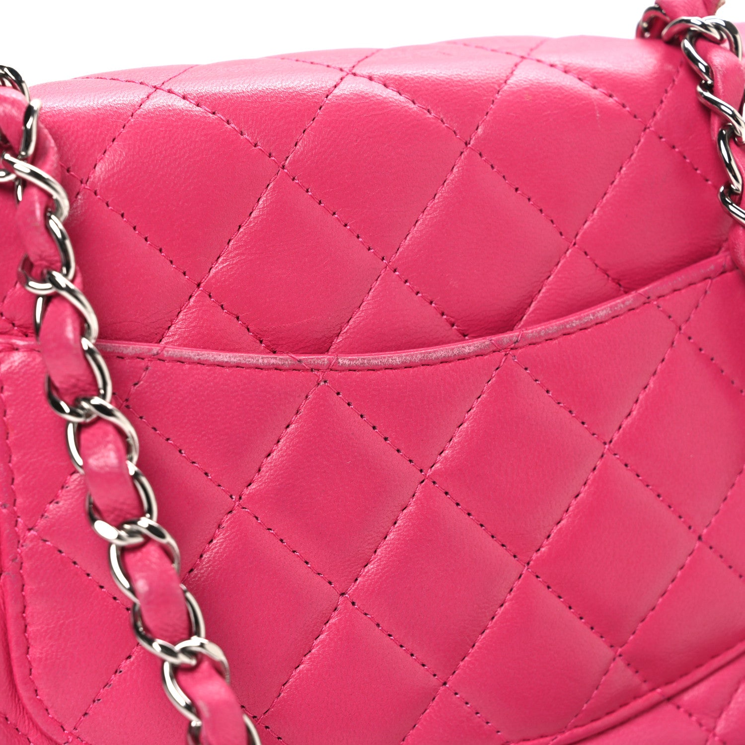 Chanel Lambskin Quilted Mini Square Flap Dark Pink 11 of 12