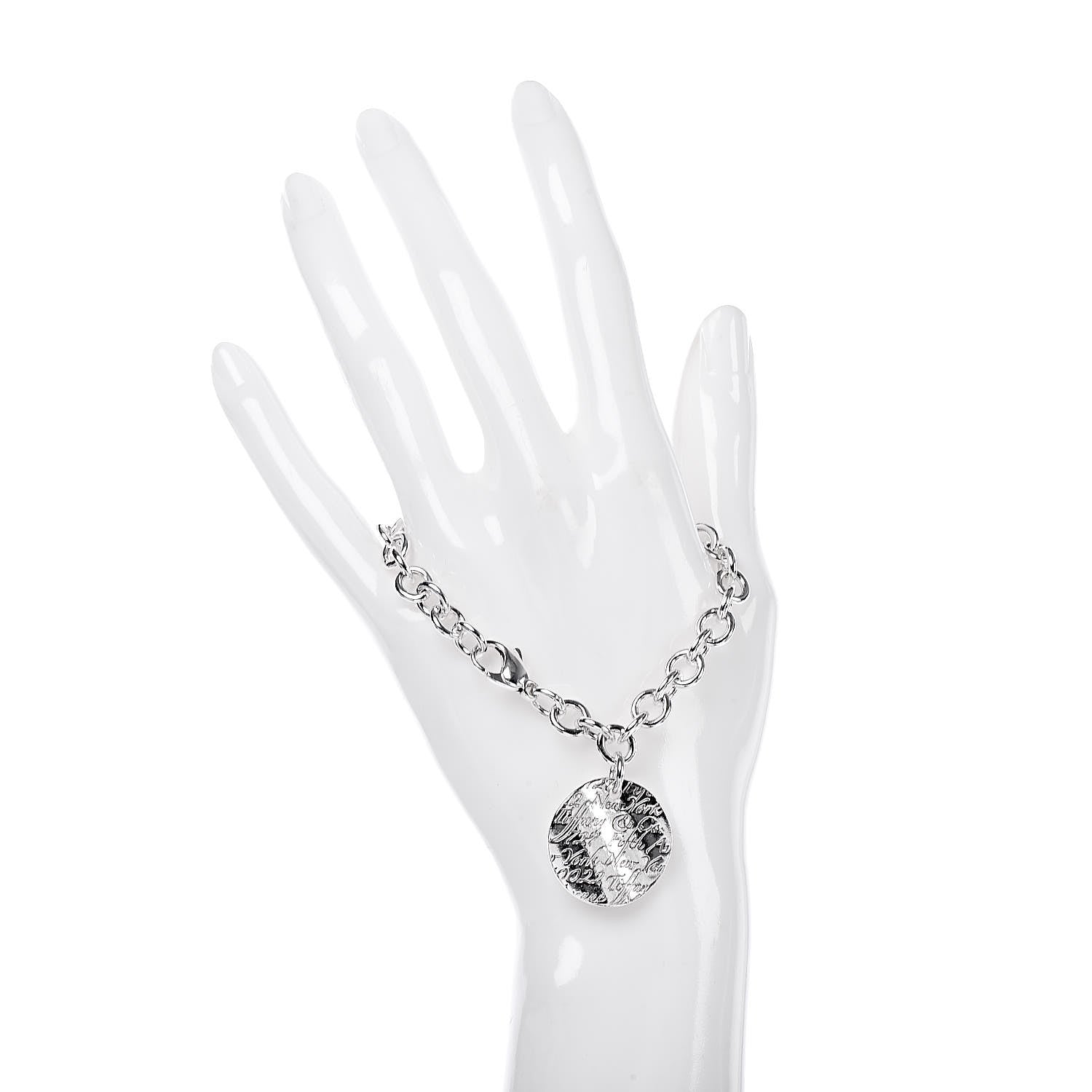 Tiffany Sterling Silver Notes Round Tag Charm Bracelet 2 of 5