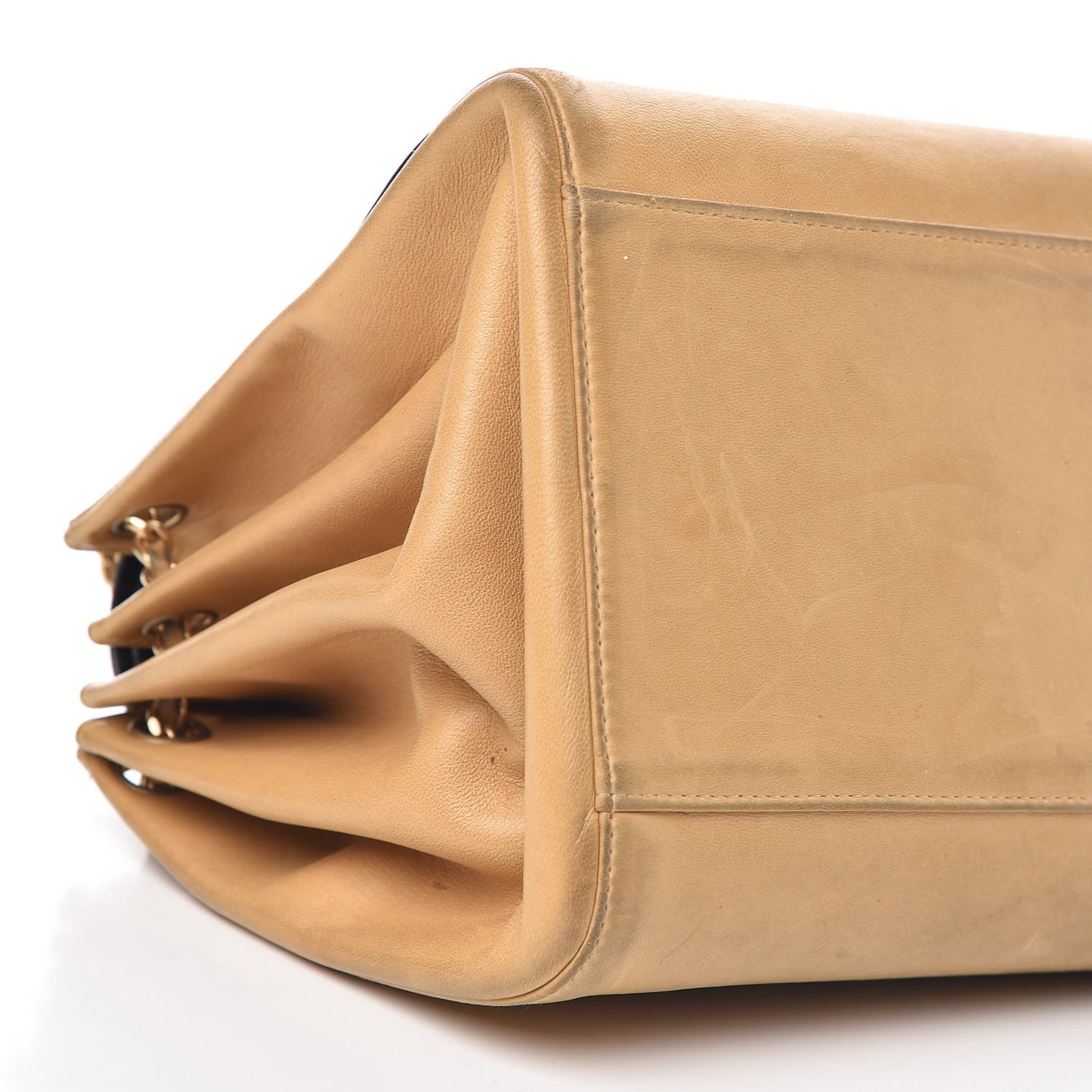 Lambskin Chocolate Bar Accordion Flap Beige