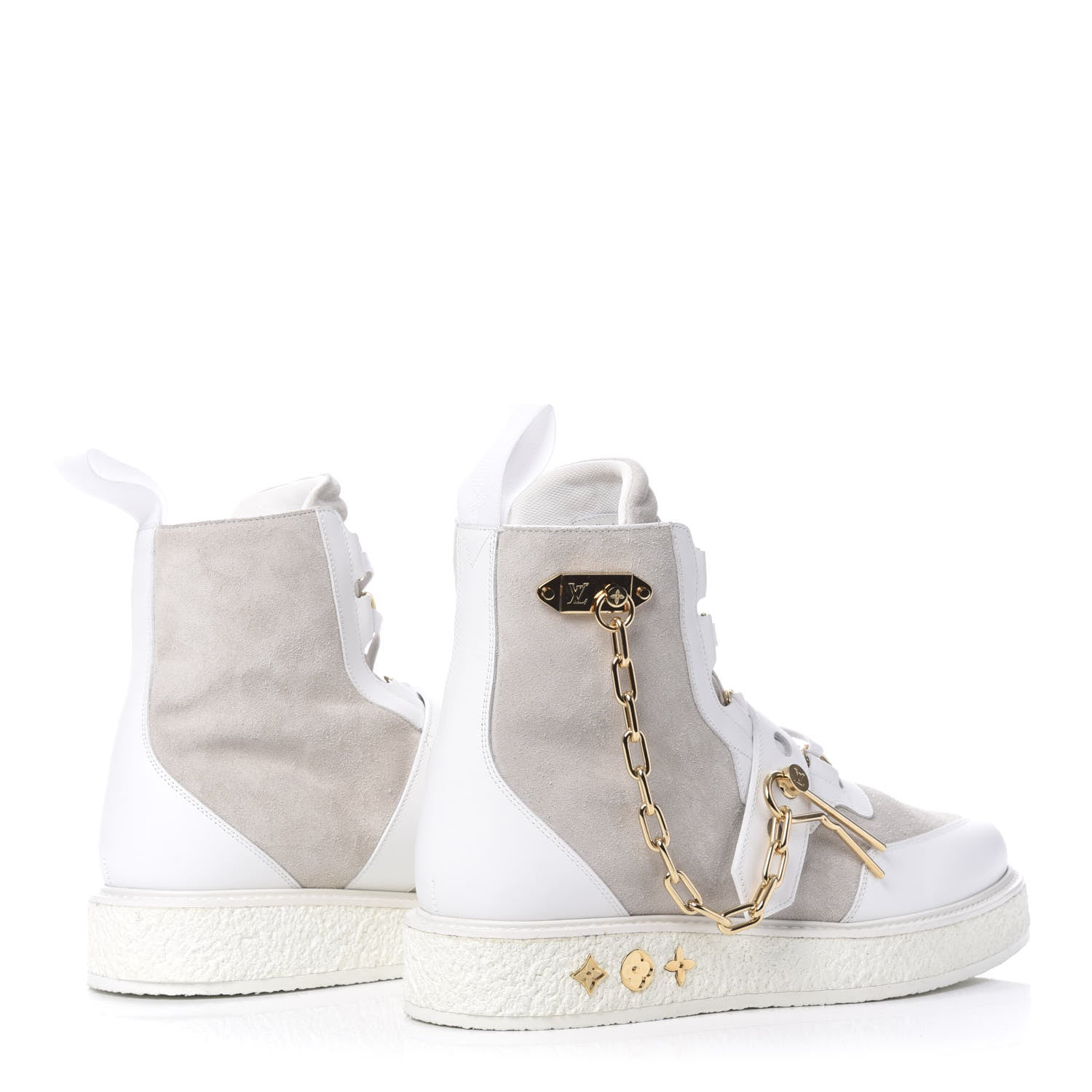 Louis Vuitton Calfskin Suede Mens Creeper Ankle Boots 7.5 White 4 of 9