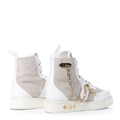Louis Vuitton Calfskin Suede Mens Creeper Ankle Boots 7.5 White 4 of 9