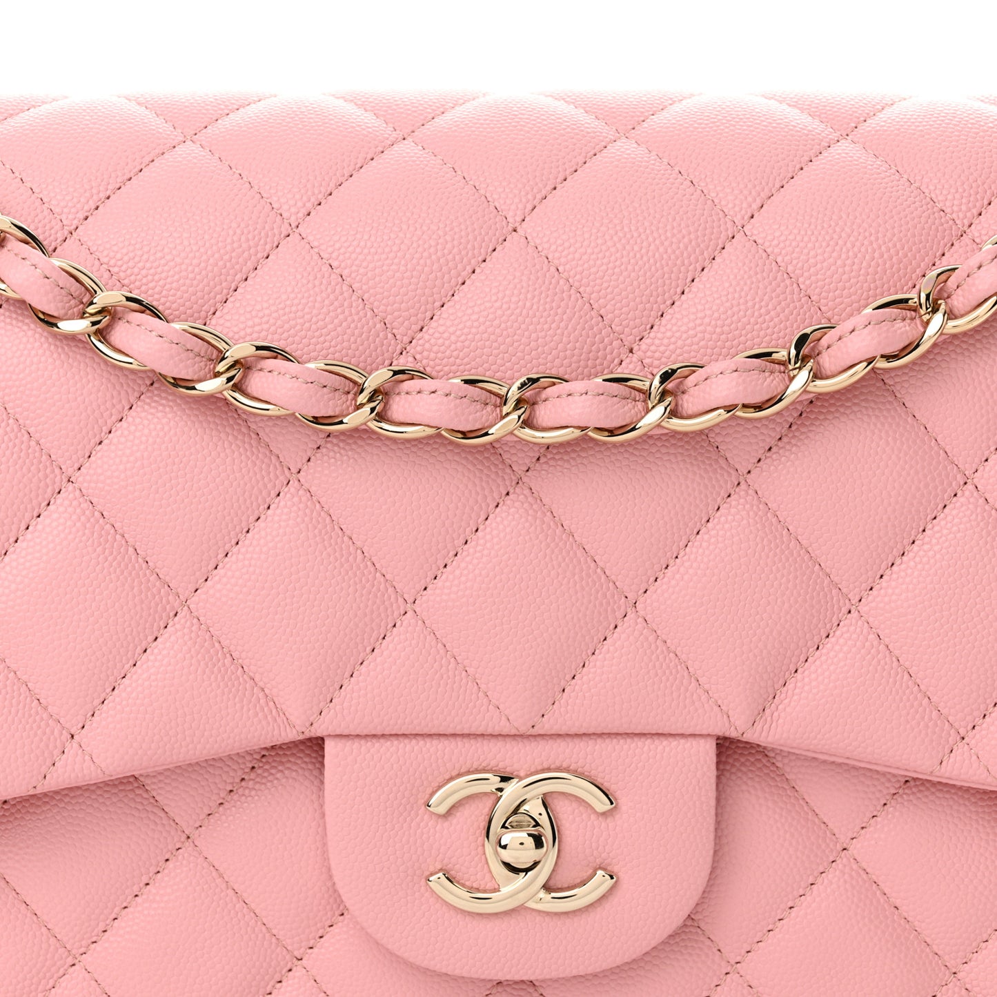 Caviar Quilted Jumbo Double Flap Pink