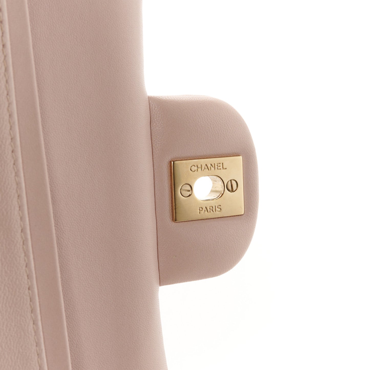 Lambskin Quilted Medium Double Flap Light Pink