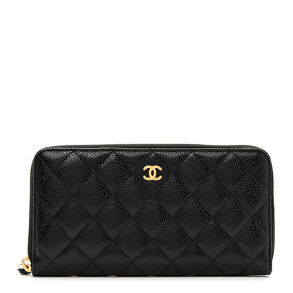 Chanel Caviar Quilted Large Gusset Zip Around Wallet Black 1 of 9