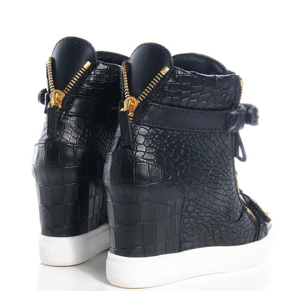 FASHIONPHILE GIUSEPPEZANOTTICrocStampedLorenz75WedgeSneakers37Black 4 of 7