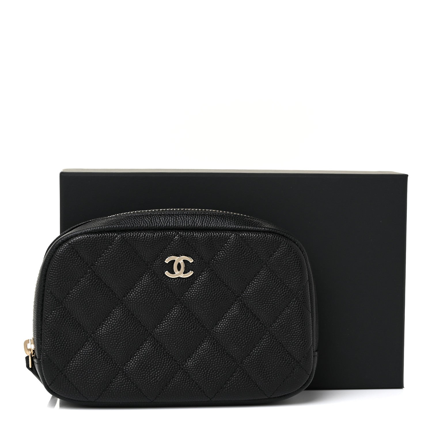 Chanel Caviar Quilted Small Curvy Pouch Cosmetic Case Black 11 of 11