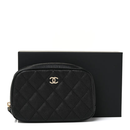 Chanel Caviar Quilted Small Curvy Pouch Cosmetic Case Black 11 of 11