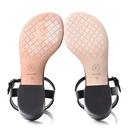Chanel Calfskin Medallion CC Thong Sandals 36 Black 5 of 9