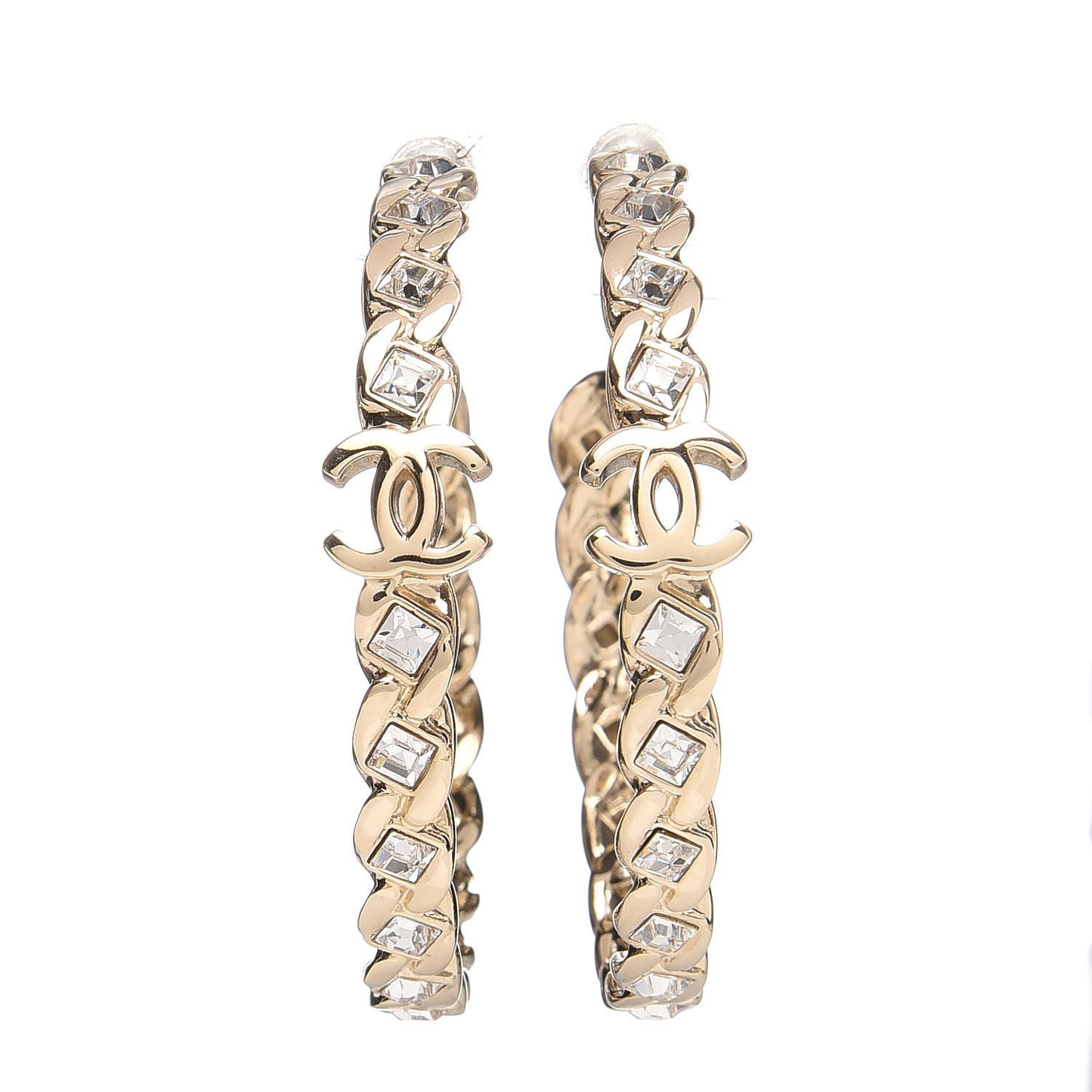Crystal CC Hoop Earrings Gold