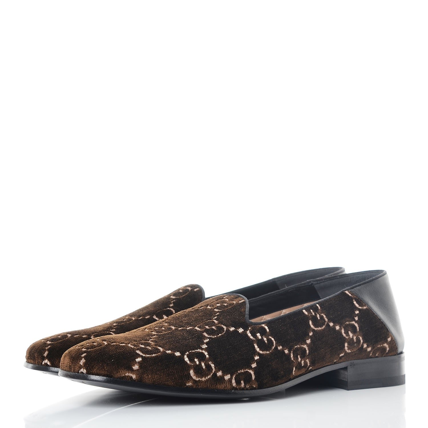 Gucci Velvet GG Monogram Mens Loafers 10 Brown 3 of 8