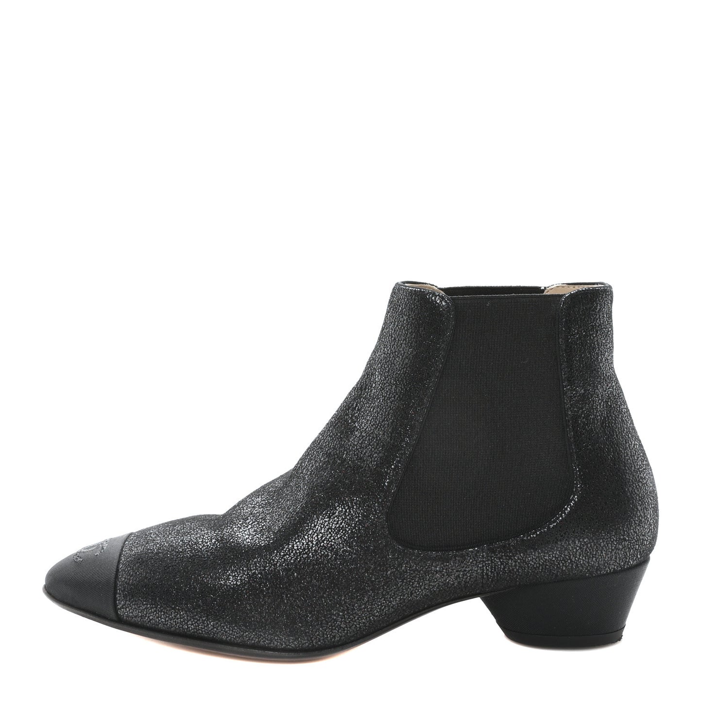 Goatskin Grosgrain Cap Toe Short Boots 37 Black
