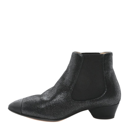 Chanel Goatskin Grosgrain Cap Toe Short Boots 37 Black 1 of 9