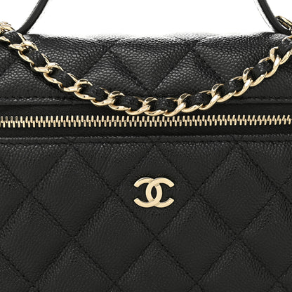 Chanel Caviar Quilted Top Handle Slim Vanity With Chain Black 8 of 11