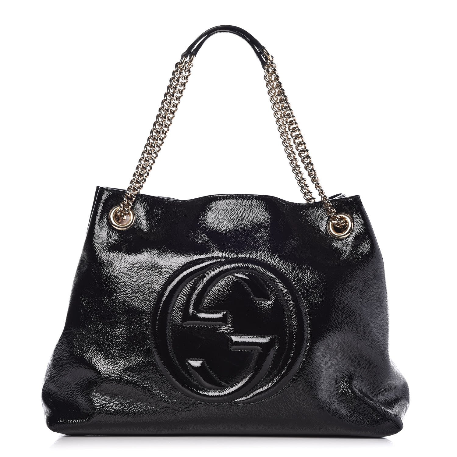 Gucci Patent Medium Soho Chain Shoulder Bag Black 1 of 7