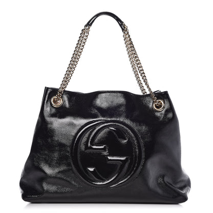 Gucci Patent Medium Soho Chain Shoulder Bag Black 1 of 7